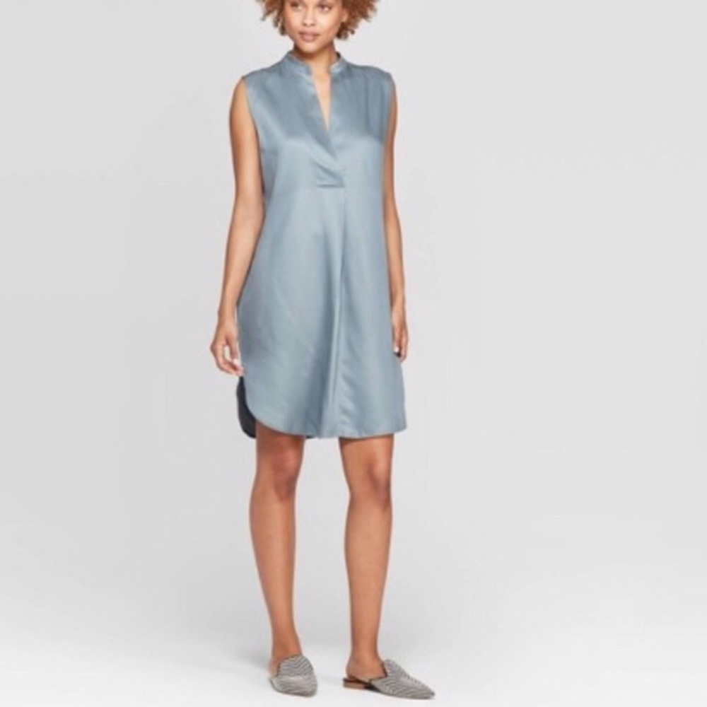 Prologue Sage Green Sleeveless V-Neck Tunic Dress M